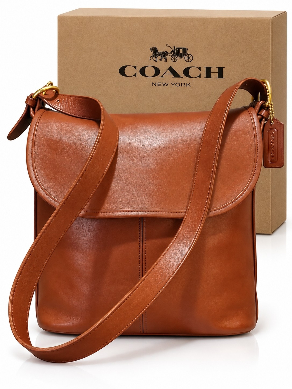 Vintage Coach Whitney Shoulder Bag British Tan Brass Hardware USA Made